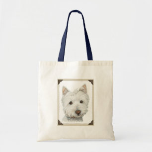Cute Westie Dog with torn paper edges design Tote Bag