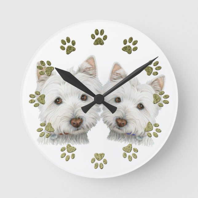 Cute Westie Dogs Clock (Front)