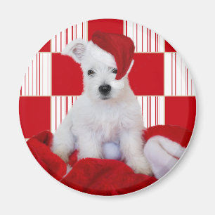 Cute Westie Pup Christmas Fridge Magnet