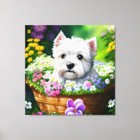 Cute Westie White Terrier Puppies in a Basket 5