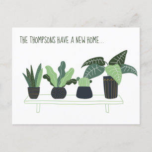 Cute We've Moved New Home Address Potted Plants Postcard