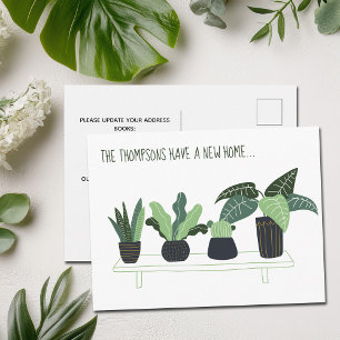 Cute We've Moved New Home Address Potted Plants Postcard