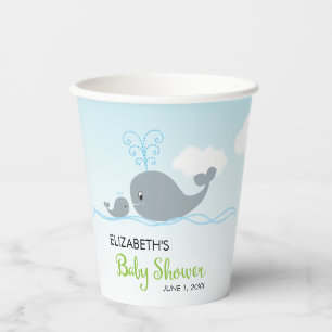 Cute Whale and Baby Whale, Baby Shower Paper Cup