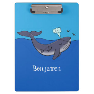 Cute whale and calf whimsical cartoon clipboard