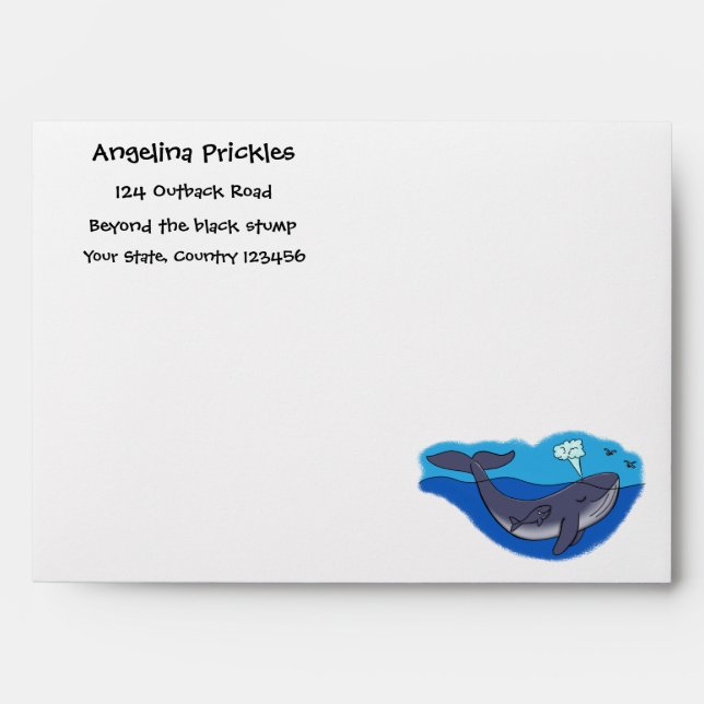 Cute whale and calf whimsical cartoon envelope (Front)