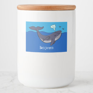 Cute whale and calf whimsical cartoon food label