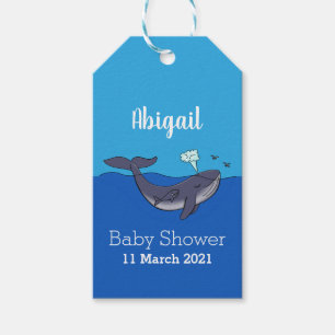 Cute whale and calf whimsical cartoon  gift tags