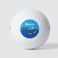 Cute whale and calf whimsical cartoon