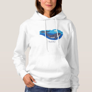 Cute whale and calf whimsical cartoon hoodie