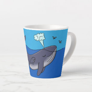 Cute whale and calf whimsical cartoon latte mug