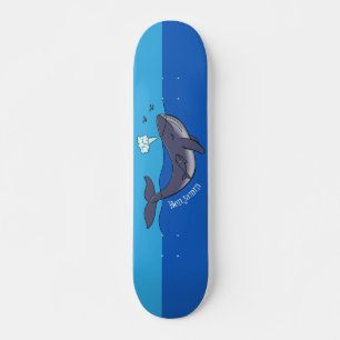 Cute whale and calf whimsical cartoon skateboard