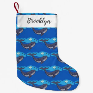 Cute whale and calf whimsical cartoon small christmas stocking