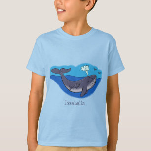 Cute whale and calf whimsical cartoon T-Shirt