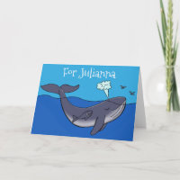 Cute whale and calf whimsical cartoon