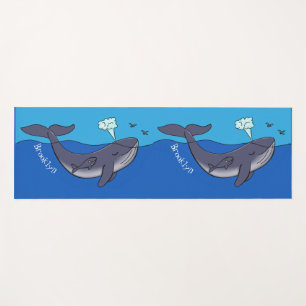 Cute whale and calf whimsical cartoon yoga mat