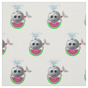Cute Whale and Watermelon Fabric