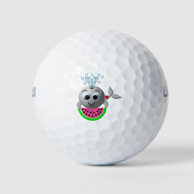 Cute Whale and Watermelon Golf Balls (Front)