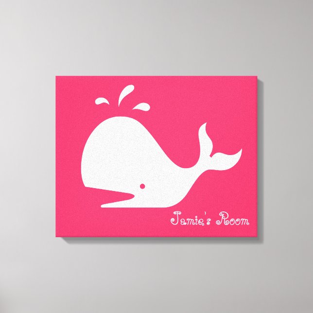 Cute Whale Art: Customisable Text & Colour! Canvas Print (Front)