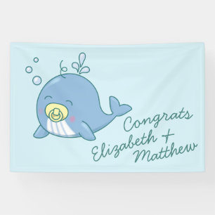 Cute Whale Baby Shower Kawaii Banner