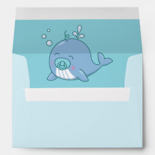 Cute Whale Baby Shower Kawaii Boy Blue Envelope