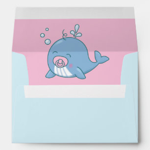 Cute Whale Baby Shower Kawaii Girl Pink Envelope