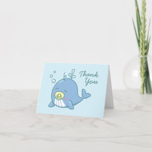 Cute Whale Baby Shower Kawaii Thank You Card