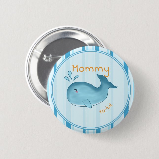 Cute Whale Baby Shower Mommy-to-be 6 Cm Round Badge (Front & Back)