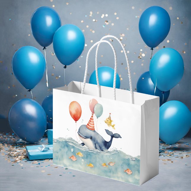 Cute Whale Birthday Large Gift Bag (Creator Uploaded)