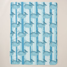 Cute Whale Blue Stripes Sherpa Blanket