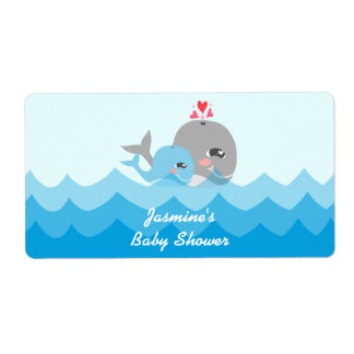 Cute Whale Boy Water Bottle Labels