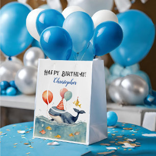 Cute Whale Boys Birthday Medium Gift Bag