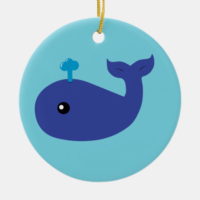 Cute Whale Ceramic Tree Decoration (Front)