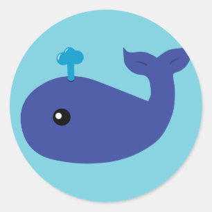 Cute Whale Classic Round Sticker