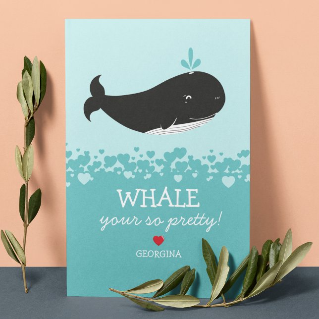 Cute Whale Classroom Valentine Holiday Card (Creator Uploaded)