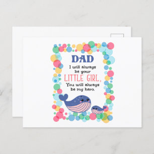 Cute Whale Dad I Will Always Be Your Little Girl Postcard