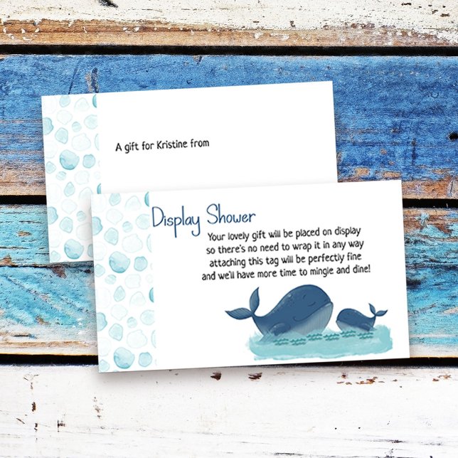 Cute Whale Display Shower Gift Tag Enclosure Card (Display Shower insert cards from my Happy Whale collection. Message if you need different items.)