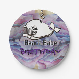 cute whale drawing paper plate