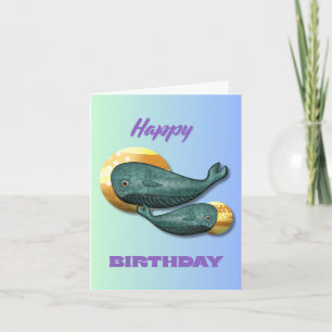 Cute Whale Happy Birthday Card Ocean 