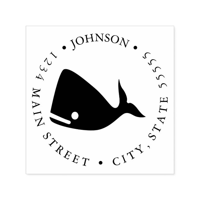 Cute Whale Illustration Return Label Self-inking Stamp (Design)