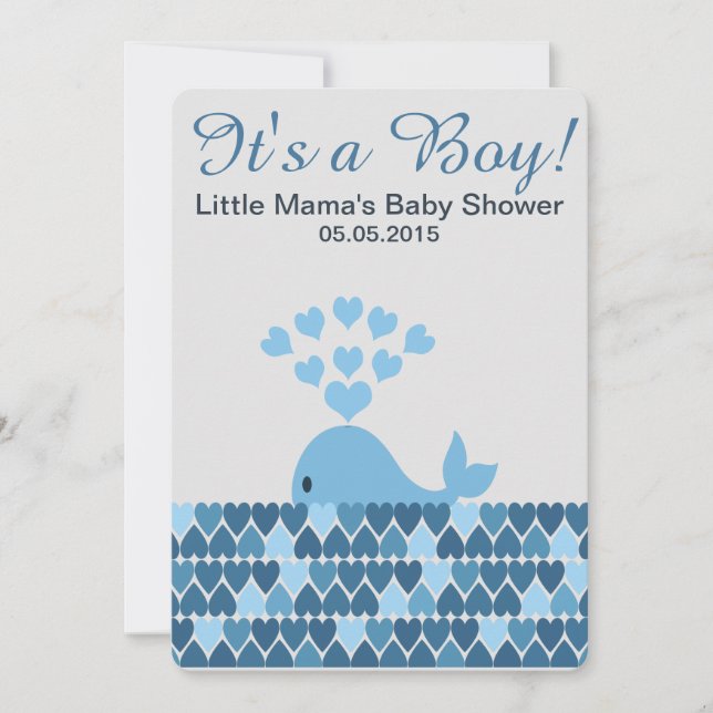 Cute Whale It's a Boy! Baby Shower Invitation (Front)
