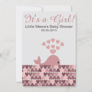 Cute Whale It's a Girl! Baby Shower Invitation