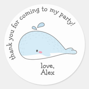 Cute Whale - Kids Birthday Thank You  Classic Round Sticker