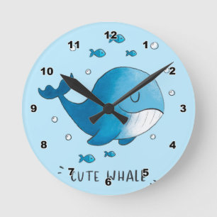 Cute Whale Kid's Wall Clock