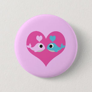 Cute Whale Love 6 Cm Round Badge