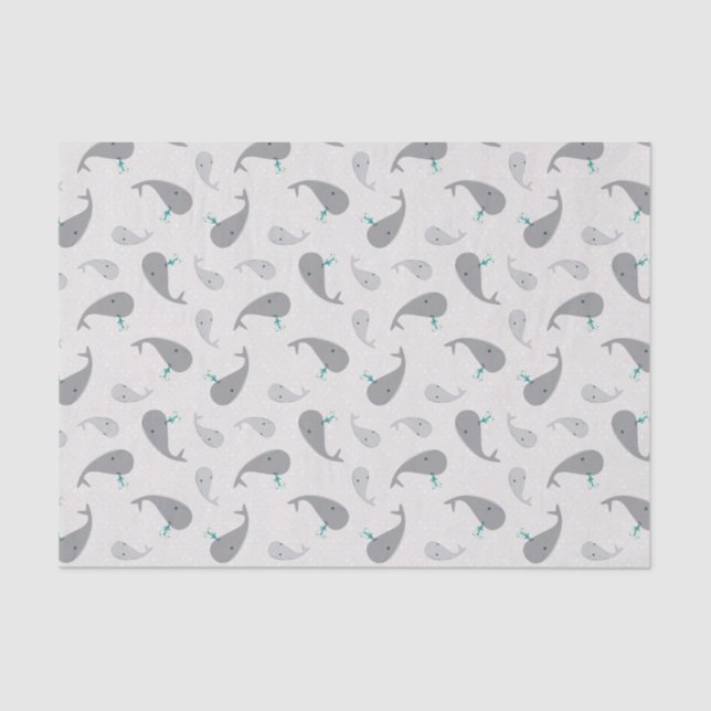Cute Whale Mum and Baby Pattern Tissue Paper (Front)
