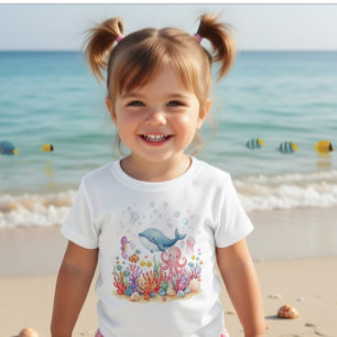 Cute Whale Octopus Under the Sea Baby T-Shirt