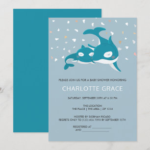 Cute Whale Personalised Baby Shower Invitation