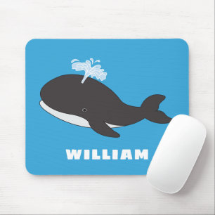 Cute Whale Personalised Custom Name Back To School Mouse Pad