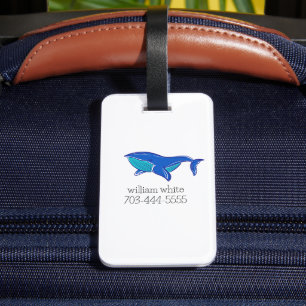 Cute Whale Personalised Luggage Tag
