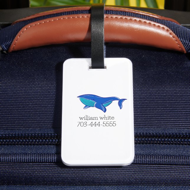 Cute Whale Personalised Luggage Tag (Back Insitu 4)